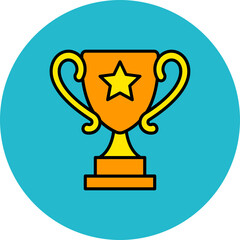Trophy Multicolor Circle Filled Line Icon