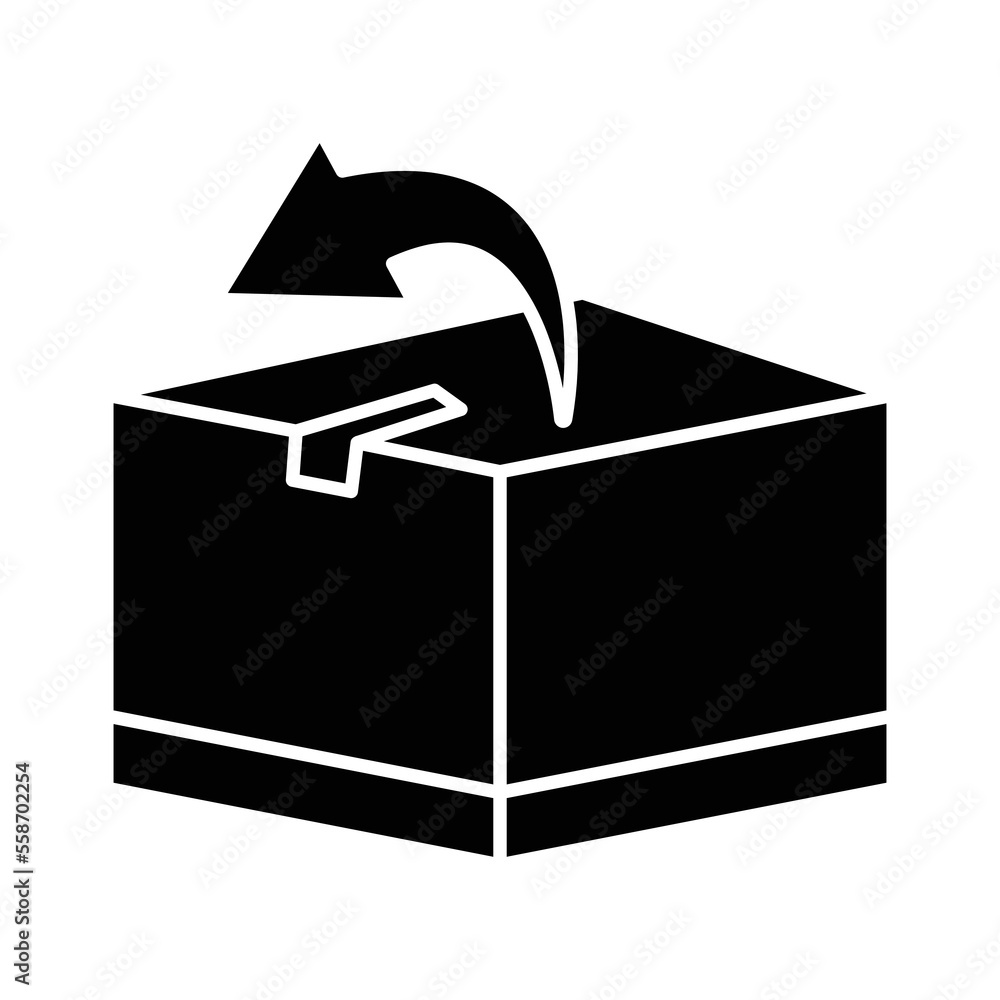 Poster cargo box icon illustration with left arrow. suitable for return icon. icon related to logistic, del