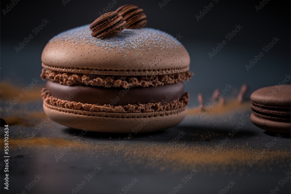 Poster a chocolate covered doughnut with a cookie on top of it and a cookie on top of it with a bite taken 