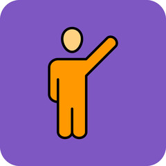 Raise Hand Multicolor Round Corner Filled Line Icon