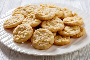 amish sugar cookies on plate, top view