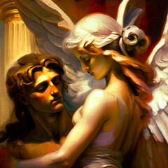 Valentine's Day. Love cupid and sexy woman..