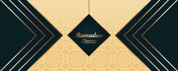 Ramadan kareem Islamic golden luxurious background design. banner, invitation, poster, card for the celebration of Muslim community festival.