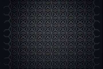Background Illustration of seamless abstract black ornate floral vine pattern,generative ai.