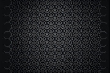 Background Illustration of seamless abstract black ornate floral vine pattern,generative ai.