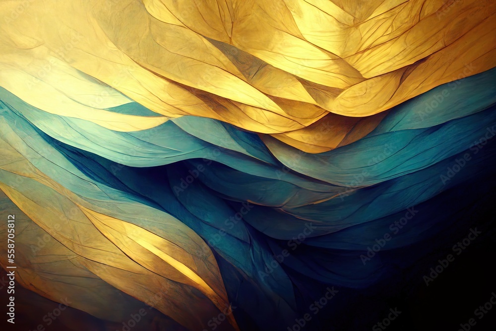 Aufkleber a close up of a wall with a pattern of leaves on it's side and a black background with a yellow and 