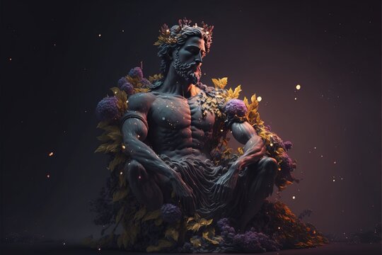 4K resolution or higher, greek god statue in flowers. Generative AI Technology