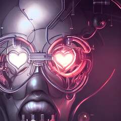 Fototapeta premium Robot with heart shaped eyes