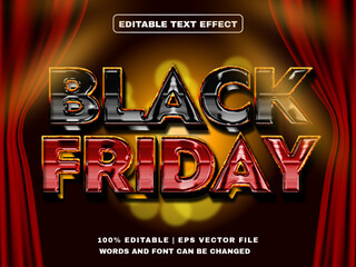 Black friday 3d editable text effect premium vectors