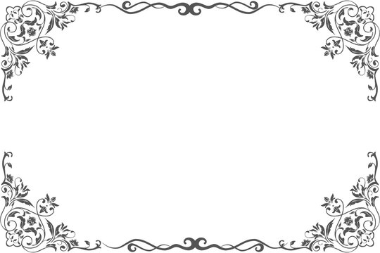Simple and floral horizontal frame and border