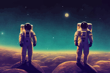 Obraz na płótnie Canvas spacemans staing on the planet 