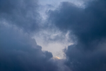 Fototapeta na wymiar Dark dramatic stormy sky. Danger during a hurricane