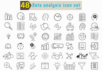 Data analysis icon set. Graphs, statistics,analysis, big data, growth, chart, research