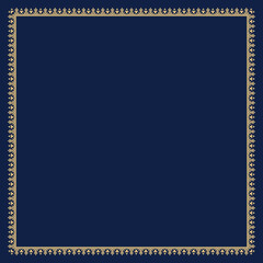 Obraz premium Decorative frame Elegant vector element for design in Eastern style, place for text. Floral golden and dark blue border. Lace illustration for invitations and greeting cards