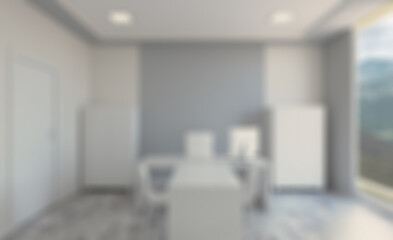 Fototapeta na wymiar Modern office building interior. 3D rendering.. Abstract blur phototography.