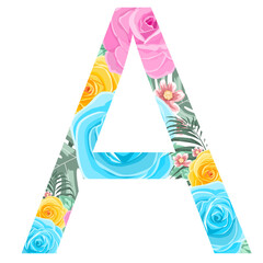 Lettering  A designed with a botanical for decoration , logo , icon , element .