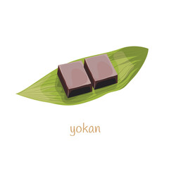 An illustration of cut Japanese sweets, yokan.
