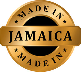 Made in JAMAICA Gold Label Stamp, Stamp Round of Nation with 3D Elegant Gold Glossy Effect