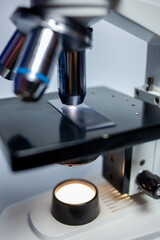 Fototapeta na wymiar Laboratory microscope for the study of biological fluids in the laboratory