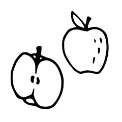 Apple set doodle style vector illustration isolated on white