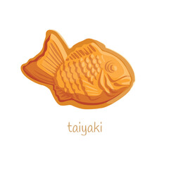 cartoon taiyaki, japanese food vector isolated on white background.