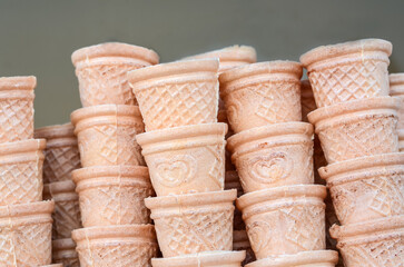 lots of crispy waffle ice cream cups
