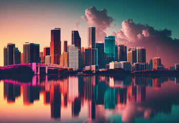 Fototapeta na wymiar Beautiful aerial panoramic view of the city of Miami