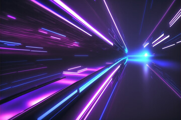 Fototapeta na wymiar modern neon light moving high speed background. Generative AI