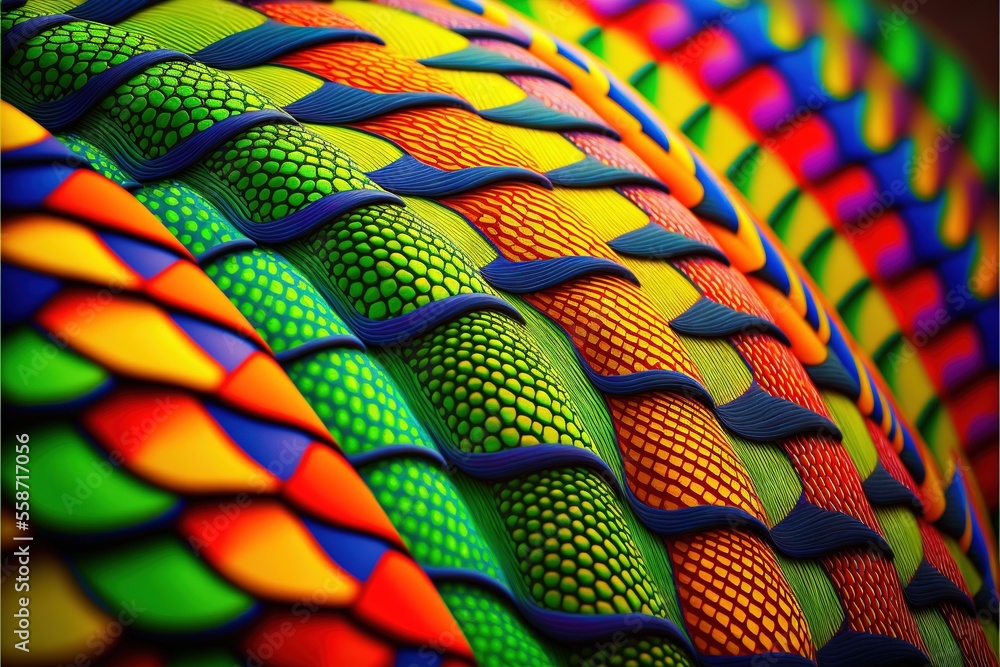 Poster a close up of a colorful object with many colors of different shapes and sizes on it's sides and a b