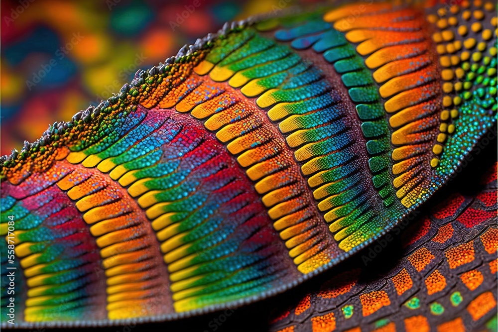Poster a close up of a multicolored pattern on a table cloth with a black background and a white border aro