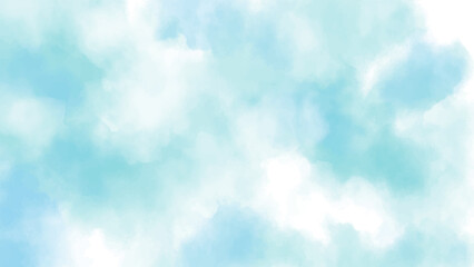 Hand painted watercolor sky and clouds, abstract watercolor background, vector. Blue delicate background