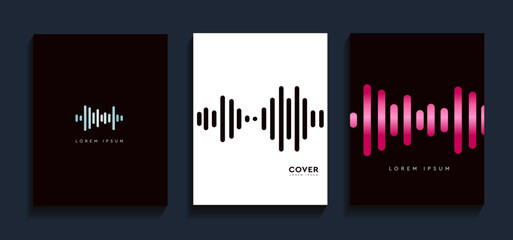 Badge soundwave signal. Set equalizer vibrate line. Abstract audio simple for baner, poster, cover. Graphic vector music waveform. - obrazy, fototapety, plakaty