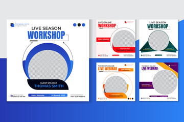 Live workshop social media post design bundle