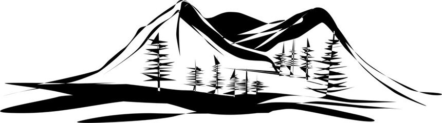 The illustrations and clipart. hand drawn illustration of a mountain