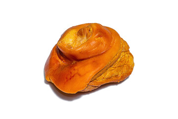 Traditional Oktoberfest smoked pork knuckle eisbein isolated on white. German festival food concept