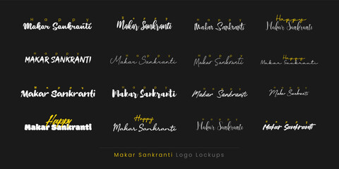 Makar Sankrant lettering, logo bundle, typography units, quotes