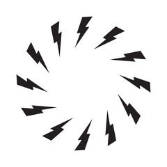 Lighting Strike Round Frame, Battery Charger Circular Pictogram, Lightning Bolt Background, Thunderbolt Frame
