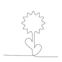 Continuous Thin Line Flower, Minimalist Botanical Drawing, One Line Art Flowering Blossom Draw, Single Floral Outline