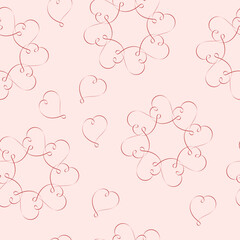 Seamless pattern with hearts on a pink background. Vector design. Valentine's Day.   For print, fabric, scrapbooking, wrapping paper, postcards, packaging