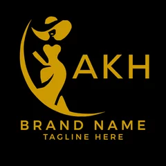 Deurstickers AKH fashion logo. AKH  Beauty fashion house. modeling dress jewelry. AKH fashion technology  Monogram logo design for entrepreneur and best business icon.   © image
