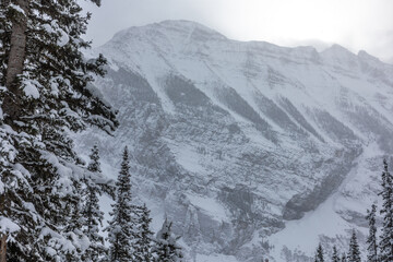 Obraz premium Snowy Mountain Peaks in Banff, Alberta