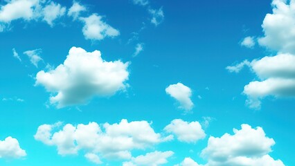 Obraz na płótnie Canvas Bright teal blue sky with some clouds.
