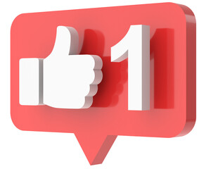 Obraz premium One like. 1 like. Like icon. 3D illustration.