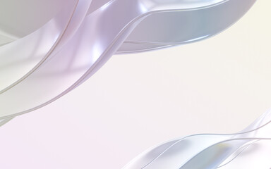 Abstract background with glassy wavy lines. 3D render. 