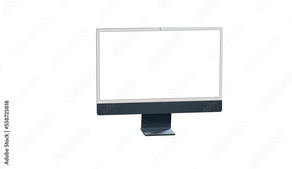 Poster realistic flat screen computer monitor 3de style mockup with blank screen isolated 3d