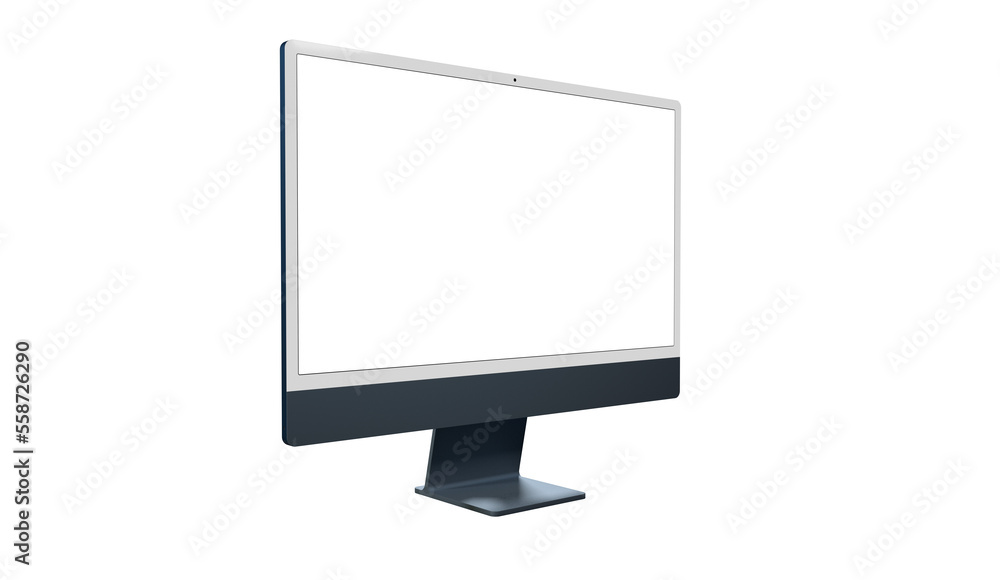 Poster computer monitor display with empty screen isolated on transparent background.