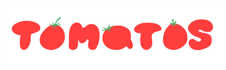 Set of tomatoes in cartoon flat style. Healthy natural vegetables food. Vector illustration isolated on white background.