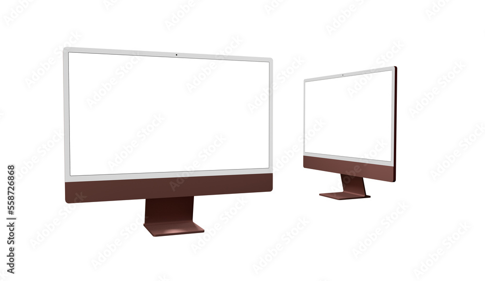 Poster computer display with white blank screen. front view. isolated on white background. 3d illustration.