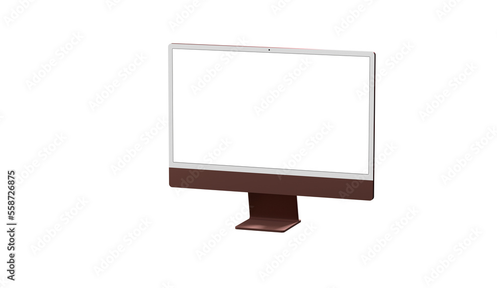 Aufkleber computer display with white blank screen. front view. isolated on white background. 3d illustration.