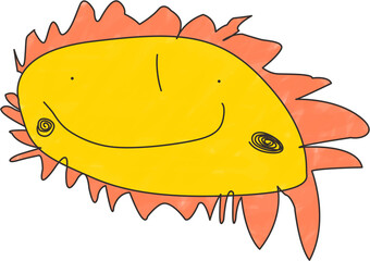 sun hand drawing by child